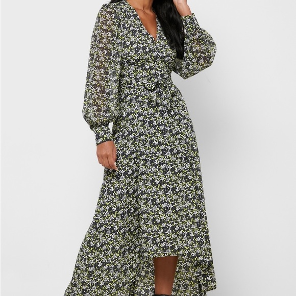 Topshop Floral V-neck Midi Dress